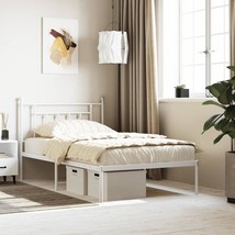  Bed Frame White Powder-Coated Steel Single Bed Frame - $147.49