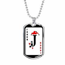 Express Your Love Gifts Casino Poker Joker Card Dog Tag Engraved 18k Gold 24&quot; Ch - £55.34 GBP