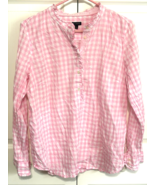 Talbots Womens L Pink &amp; White Check Barbie Long Sleeve Cotton Shirt Top ... - €12,80 EUR