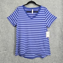 LuLaRoe Christy T Womans Top Large Blue and Purple Striped Tunic Stretchy Light - £11.29 GBP