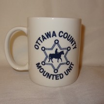 Ottawa County Mounted Unit Mug Coffee Cup 10 oz Michigan White Blue Horse - £11.74 GBP