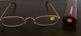 Reading Glasses ~ Eye Glasses w/ Brown Tube Case ~ Gold Frame ~ +1.75 Strength - £11.95 GBP