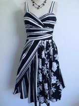 White House Black Market Poplin Fit &amp; Flare Dress 0 Asymmetrical Drape S... - £31.89 GBP
