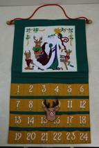 Vintage Advent Calendar Hanging Fabric Father Christmas Santa Reindeer - £28.83 GBP