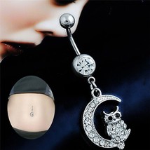 14K White Gold Plated 2.50Ct Simulated Diamond Barbell Dangle Charm Belly Botton - £38.37 GBP