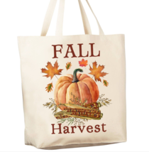 Fall Harvest Pumpkin Corn Reusable Grocery Shopping Cotton Canvas Bag - $17.77