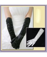 Long and Longer Ruched Satin Wedding Opera Full Finger Gloves in White o... - £26.05 GBP