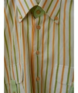 BATTAGLIA Beverly Hills Dress Shirt Stripes Pocket Tabs M - £47.42 GBP