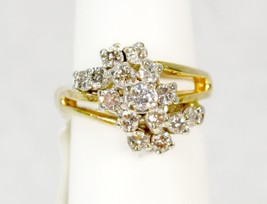 1 CTW Natural Diamond Cluster 14K Yellow Gold Ring - £1,138.80 GBP