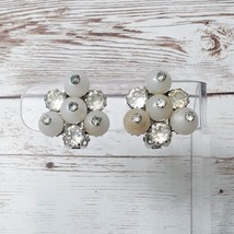 Vintage Weiss Clip On Earrings Frosted &amp; Silver Tone - £13.57 GBP