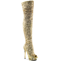 Pleaser BLONDIE-R-3011 Women&#39;s 6&quot; Heel Dual Platform Open Toe Thigh Boots - $120.95