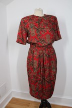 Vtg Evan Picone 10/12 Red Paisley 2-Piece Top Skirt Set Suit - £34.38 GBP