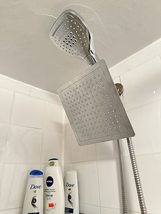 9 Rainfall Shower Head Handheld Combo Flow Control Button for easy one-handed op - £31.97 GBP