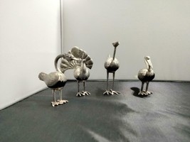 Set of 4 Mexico Silver Birds with Stone (onyx?) Body Pelican Turkey Stor... - £939.76 GBP