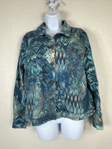 Coldwater Creek Womens Size L Blue Pocket Button-Up Jacket Long Sleeve - $13.95