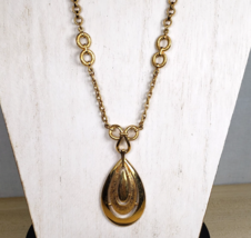 Vintage Crown Trifari Layered Teardrop Pendant on Gold Tone Spring Clasp... - $48.27