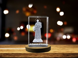 LED Base included |St. Francis of Assisi  | Religious 3D Engraved Crystal - £25.10 GBP+