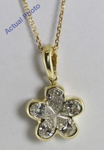 18k Yellow Pear Diamond Flower Pendant (1.03 Ct,I Color,VS2 Clarity) - £964.78 GBP