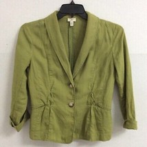 J Jill Womens Small Petite Suit Jacket Green Long Sleeve Button 100% Linen - £10.07 GBP