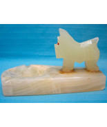 Scottie Dog Mid Century Alabaster Marble Onyx Heavy Carved Rock Ashtray  - £20.50 GBP