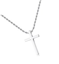 LUXEJEW Stainless Steel Cross Necklaces for Men Rope Chain - $68.48 CAD
