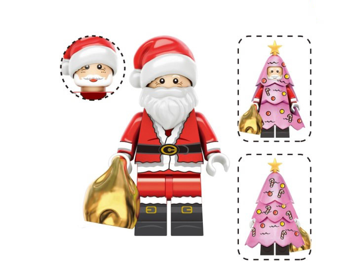 Minifigure Santa Claus With Pink Christmas Tree US Seller - $7.98