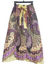 Vtg 60s 70s quilted hostess skirt loungewear maxi floral boho mod robe house - £39.68 GBP