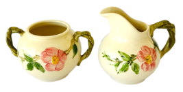 Vintage Franciscan Earthenware Desert Rose Creamer &amp; Sugar Bowl Set USA No Lid - £23.19 GBP