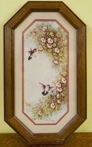 Vintage Home Interior Margie Morrow Humming bird print in Oak Wood Frame hk - £23.60 GBP