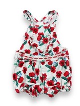 Red Poppy Flowers Baby Shortalls Overalls Bubble Romper Floral Lace Cott... - £15.38 GBP