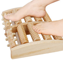 Large Dual Foot Massager Roller Feet Heel Pain Relieve Ache Relax Stress Wooden - £26.49 GBP
