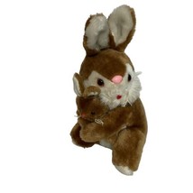 Atlanta Vtg Gerber Brown Bunny Rabbit With Baby Orange Eyes 13&quot; Stuffed Plush - £20.35 GBP