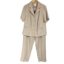 Beige Tan Pantsuit Women’s Size 16 Blazer Jacket Pants Set Church Christmas - £34.41 GBP