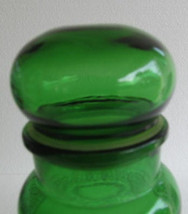 Vintage Green Glass Apothecary Jar Glass Storage Canister with Rounded Lid Made  - $16.99