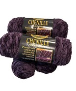 4x Lion Brand Chenille &quot;Thick &amp; Quick&quot; Purple Yarn 91% Acrylic 9% Rayon ... - $26.33 CAD