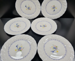 6 Nikko Blue Peony Dinner Plates Set Blossomtime Floral Swirl Dot Dish J... - £105.46 GBP
