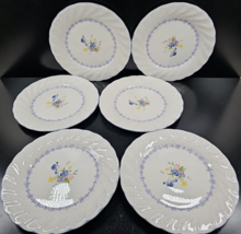 6 Nikko Blue Peony Dinner Plates Set Blossomtime Floral Swirl Dot Dish Japan Lot - £105.64 GBP