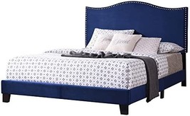 Kb Designs - Modern Velvet Nailhead King Size Upholstered Panel Bed, Blue - £353.60 GBP