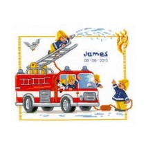 Vervaco Birth Record Fire Engine Counted Cross Stitch Kit, Multi-Colour  - $70.00