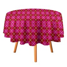 Red Grid Tablecloth Round Kitchen Dining for Table Cover Decor Home - £12.73 GBP+