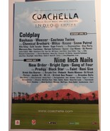 Coachella Festival Coldplay Nine Inch Nails 2005 Lg Postcard + 2002 Tick... - $18.95