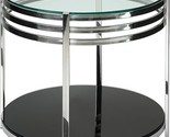 Cortesi Home Lavia Contemporary Two Tier Round Glass End Table, Black - $265.99
