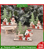 1 set Santa claus Elk snowman Christmas ornaments wooden desktop christm... - $23.00