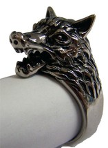 Wolf Showing Teeth Stainless Steel Ring Size 11 Silver Metal S-505 Unisex Wolves - £6.03 GBP