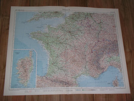 1955 Vintage General Map Of France / Paris / Scale 1:2,500,000 - £22.74 GBP