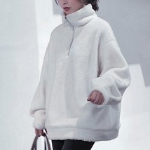 Casual Fleece Coat Women Jacket Autumn Winter Korean  Lamb  Loose Stand Collar P - £49.60 GBP