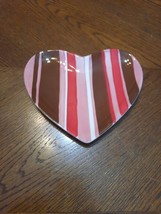 BLAKHAWK HEART SHAPED CERAMIC PLATE PINK W/ COLORED STRIPES PRE-ONWED VA... - £4.88 GBP