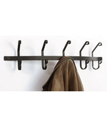 Wrought Iron Coat Bar 5 Coat Hooks 30&quot; Long Rack Hanger Wall Mount Home ... - £45.59 GBP