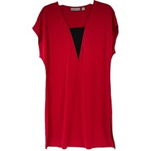 Susan Graver Style Premier Red Tunic Top Liquid Knit XXS Stretch Classic... - $7.60