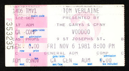TOM VERLAINE &#39;81 TORONTO Concert Ticket Stub TELEVISION punk - £11.98 GBP